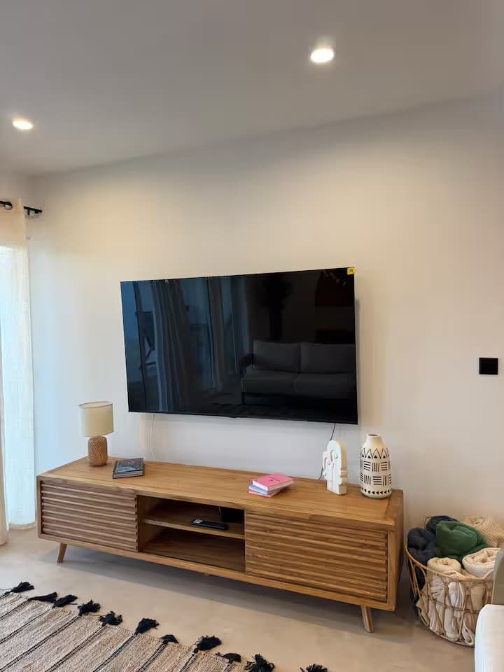 Sommarhus Beach Villa, a área de televisão da sala de estar